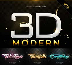 极品PS图层样式－时尚的3D文本效果：Modern 3D Text Effects GO.1